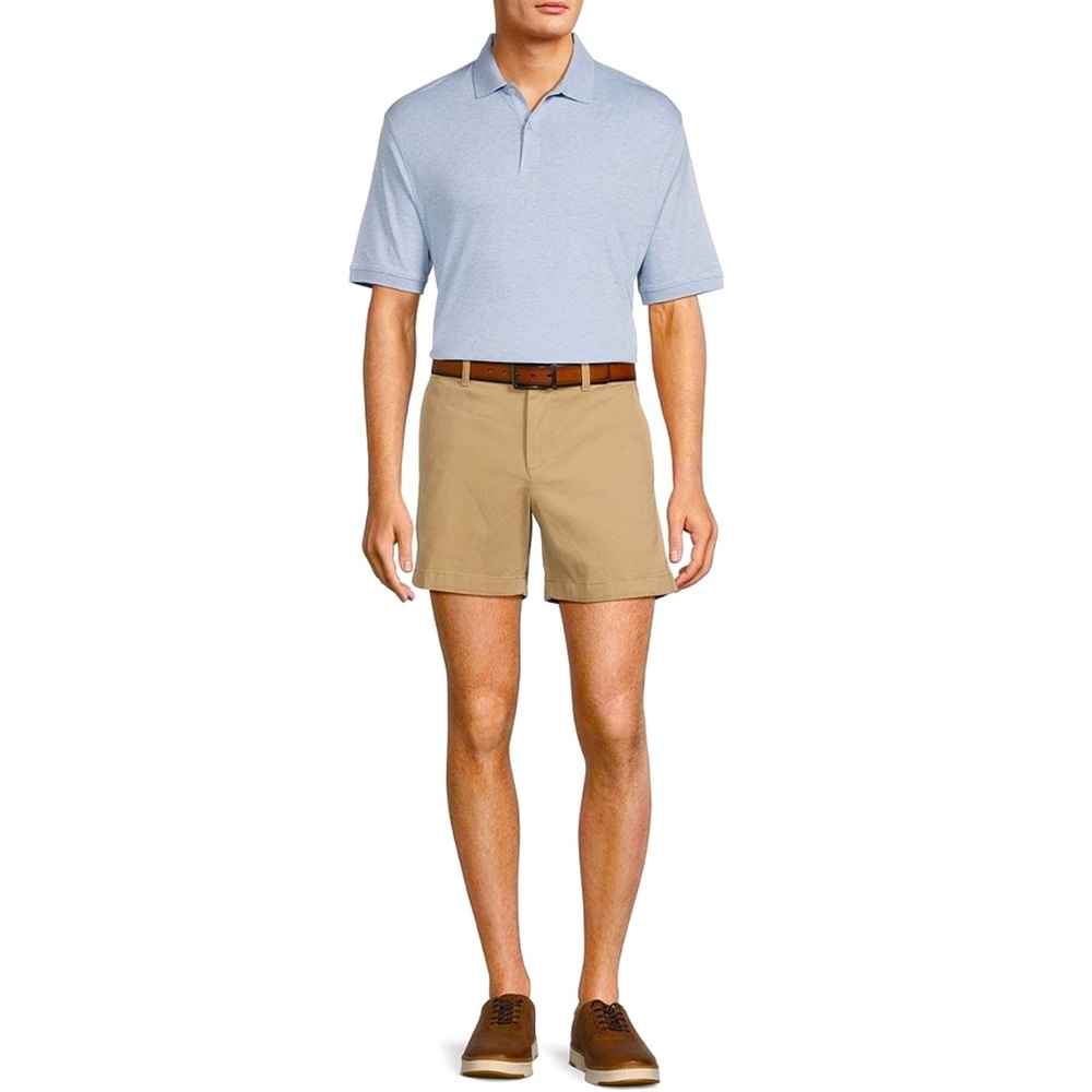 Roundtree & Yorke Casuals Straight Fit Flat Front Washed 5" Chino Shorts